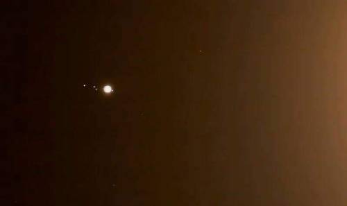 Telescope View Of Jupiter And The 4 Galilean Moons: Io, Europa, Ganymede, & Callisto.