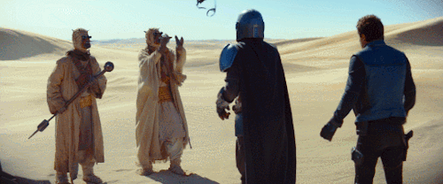 dollsahoy:  theyoungestwhateleydaughter:  heroineimages:  romanticamnesia:  gffa:    The Mandalorian | Chapter 5 - The Gunslinger | TATOOINE + THE TUSKEN RAIDERS “Tusken Raiders.  I heard the locals talking about this filth.”“Tuskens think they’re