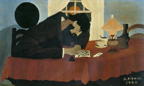 xixxxxxi-blog:  Horace Pippin, Amish Letter Writer, 1940, Oil on canvas, 12 x 20  in.