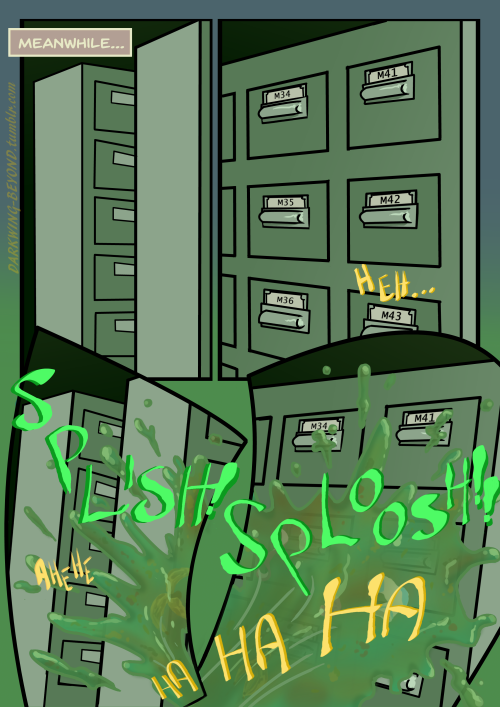 Prologue Page 18&mdash;Snark: Holy scene change, Batman!Mica: ah that goo turned out really nice but