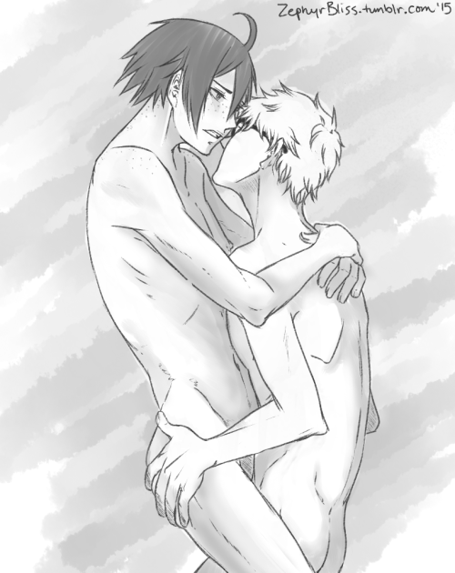 zephyrbliss:  Bustin’ bottles on my nsfw blog with some Tsukkiyama sketches~ <3