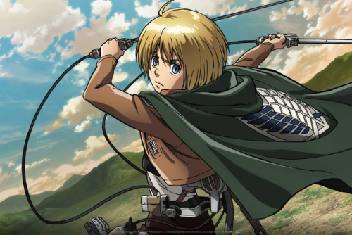 snknews: Official Art Collection: Funimation Shiganshina Trio & Emblem Desktop/Mobile Wallpapers Funimation has released numerous wallpapers for computer desktop and mobile, featuring Eren, Mikasa, Armin and the emblems for the Survey Corps, Garrison,