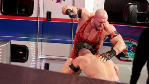 rwfan11:  Cena putting in work on Ryback …don’t think that’s the type of ‘service’  that sign on the truck was referring to John! :-) LOL!