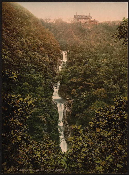 Photochrom prints of Devil’s Bridge, a village in Ceredigion (Wales, c. 1890 - c. 1900). 