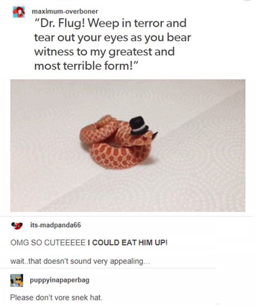 its-madpanda66:  VORE DAY : SNEK VILLAINOUS COMIC unbarable cuteness XD i just can’t @puppyinapaperbag 