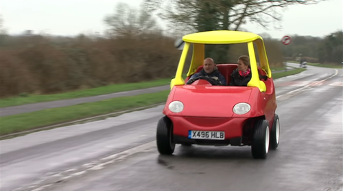 laughingsquid:Man Builds an Adult-Sized, Street-Legal Version of the Iconic Little Tikes Cozy Coupe 