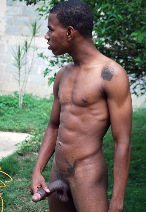 Naked black african american man