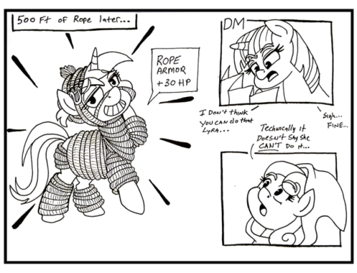 outofworkderpy: Dungeons & Derpys   A little traditional filler comic while I get this tablet stuff figured out.  Inspired from a D&D Green text  story   <<< Start  |  << Previous Arc  [Chrono]  | < Previous Comic |  Updates