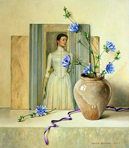 Cichorei  -   Ingrid Smuling, 2003Dutch, b.1944 -Oil on canvas, 35 x 30 cm