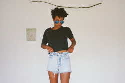 blackfashion:  Sunglasses: Wet Seal | Top: thrifted H&amp;M | Shorts: vintage Palmetto Jeans Maria, 22, IL blog: okaythanksmaria etsy: lovemcmxci