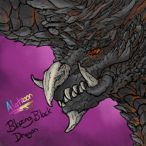 underthetiltedsun:Alatreon, The Blazing Black Dragon Coloring complete! Happy with how this turned