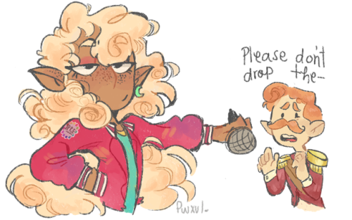 pwxul:i love her[image: two drawings of Lup and Davenport. Lup stand in the foreground. She has ligh