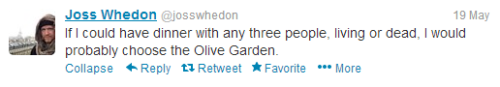 gildatheplant:thored:if you’re not already following Joss Whedon on twitter i highly recommend itEve