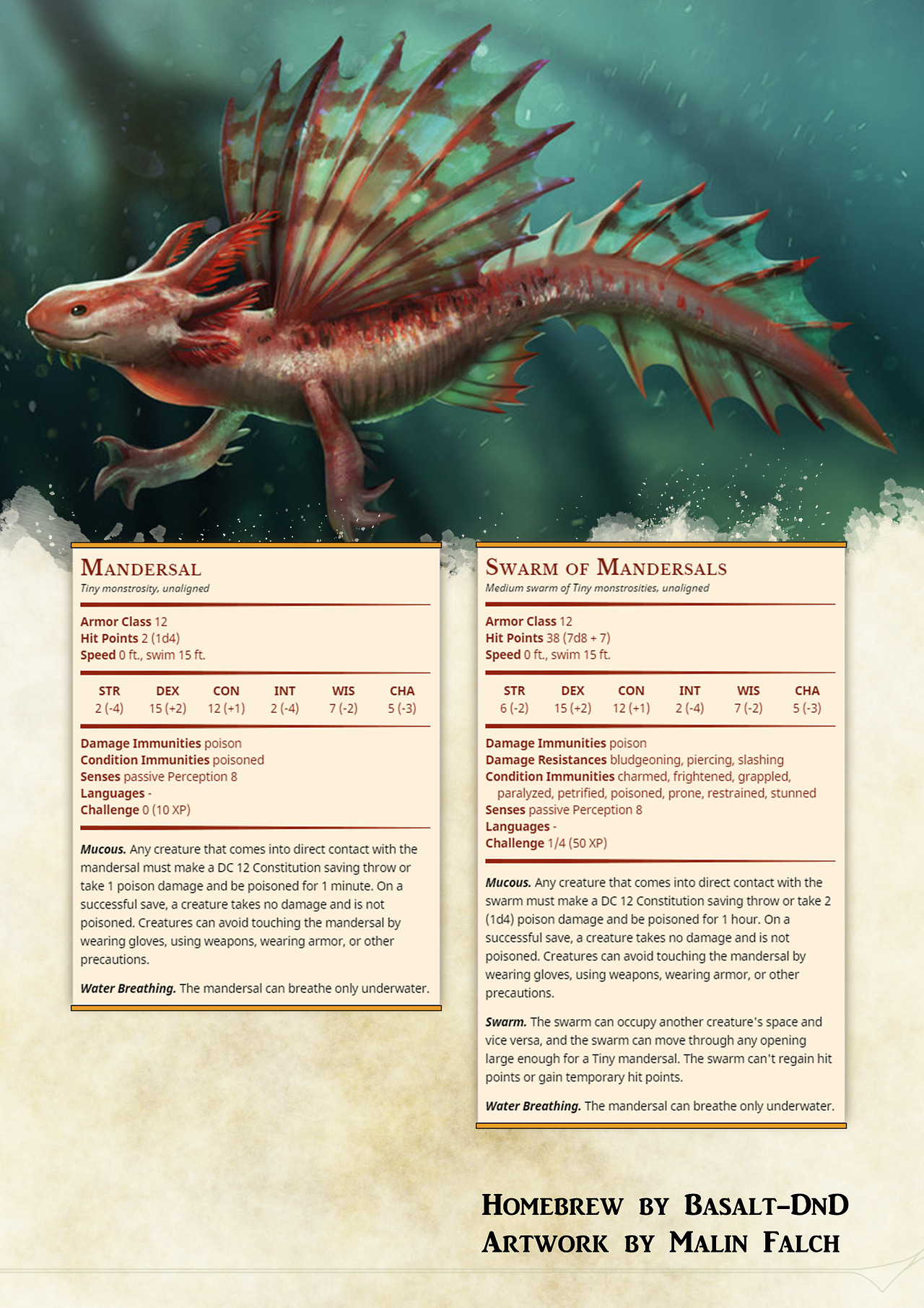 The Grinning Wyrm D&D — Some fully-aquatic monsters, as requested!...