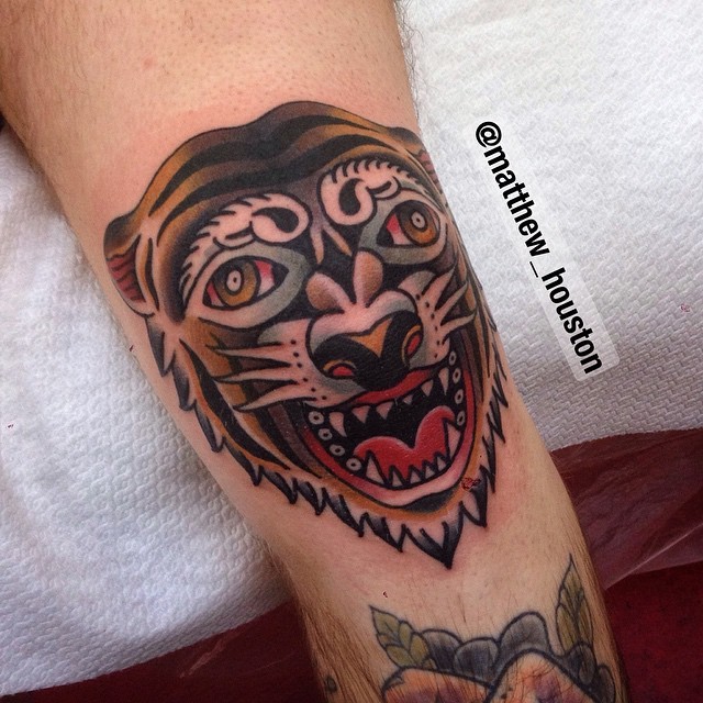 Tiger Tattoo on the knee  Wake up Tattoo Phuket