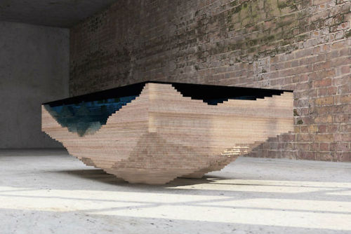 mymodernmet:The Abyss Table is a stunning coffee table that mimics the depths of the ocean with stac