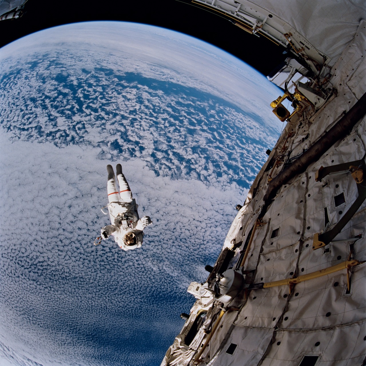 gunsandposes-history:  Spacewalk, 1994, during the STS-64 mission of the Space Shuttle