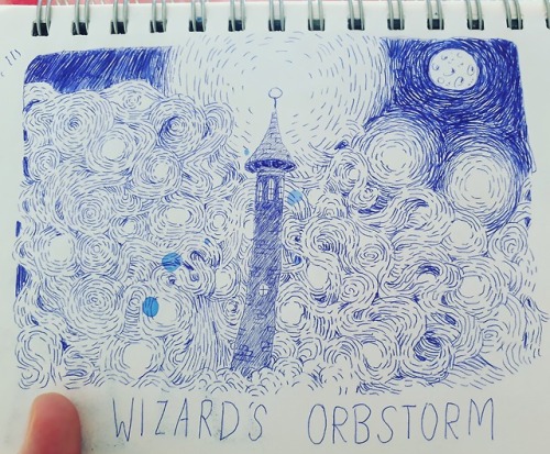 A Thaumaturgic Storm raging around a Wizard&rsquo;s tower - She has installed an Orb to draw energy 
