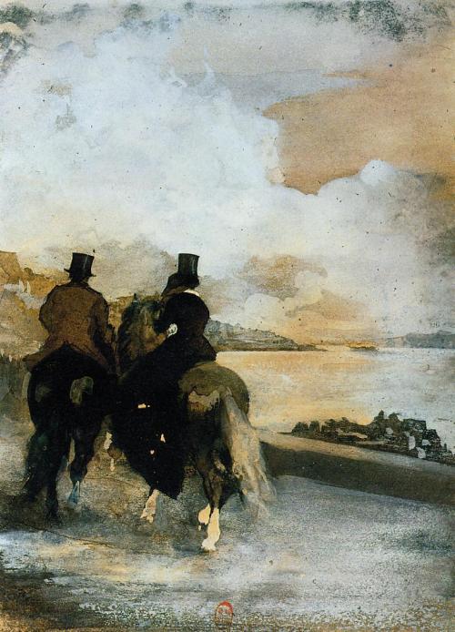 an-itinerant-poet - Edgar Degas, Two Riders by a Lake, 1861Pen...
