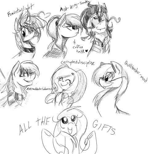 missmodponythings:  http://foxintwilight.tumblr.com/ awesome art, motivates me to draw backgrounds <3 http://ask-king-sombra.tumblr.com/ cute art style, always wanted to draw coffee talk ^^ http://askmaddoctorwhooves.tumblr.com/ the mod is a badass