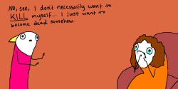 henrybearthebear:  kawaiipiranha:  noone-wouldriotforless:  I actually want to re-post the entire comic because everything that Allie writes is gold, and she manages to perfectly describe depression in a hilarious but tragic way, but you should go and