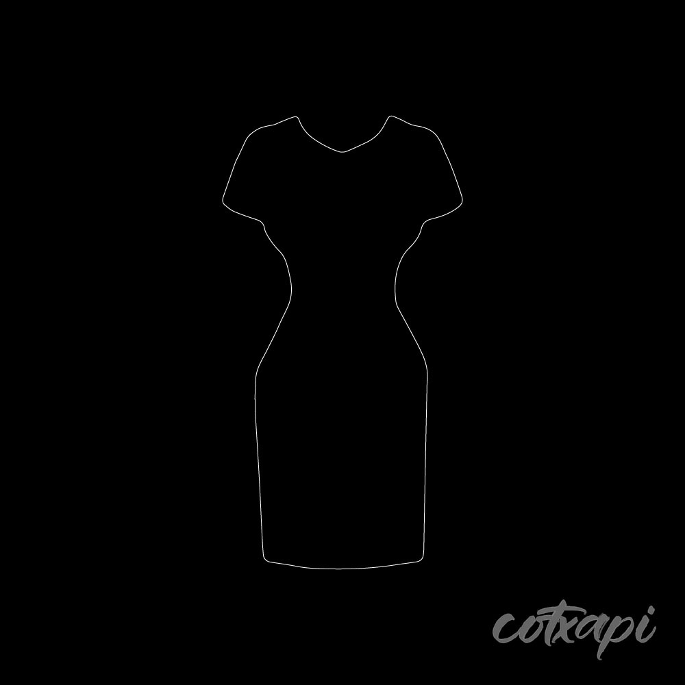 Girl Woman Ladies Dress Design Fashion Clothing Icon Set in Vector Dress Illustration Outline Art