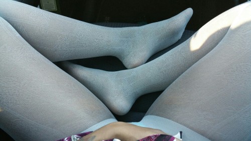 sw33tmilfladi:Getting ready for my first day on the job. Selfshot in white pantyhose by Sw33tmil