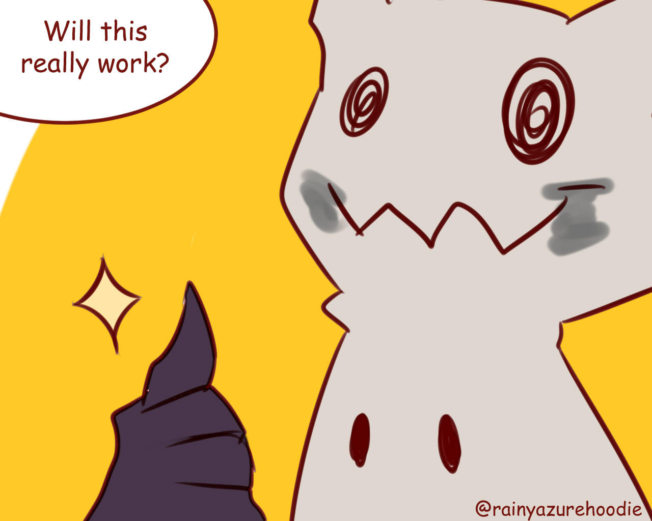 rainyazurehoodie:  short random comic idea Infiltration complete. Mimikyu the master
