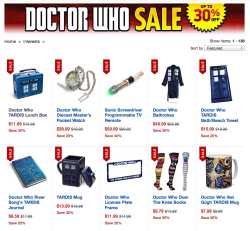 doctorwho:  The Shut Up And Take My Money Doctor Who Link Of The Day: ThinkGeek’s (Up To) 30% off Doctor Who Sale There are 138 things listed and they’re all on sale.   I have so many of these things still aiming for that bathrobe and lunchbox though