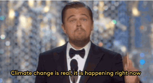 refinery29:  Leo in his Oscar acceptance speech: your votes in America and internationally have a major effect on global warming, the most dire threat of our time. Gifs: The Oscars on ABC FOLLOW REFINERY29 