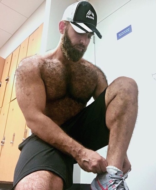 Buff and bearded.  Ready to sweat it out. 
