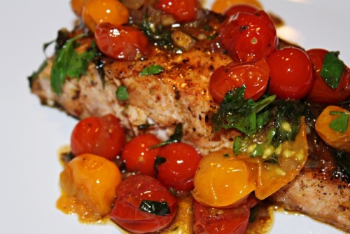 Salmon with Blistered Tomatoes Hey! I have missed all of you so much. Though I’m not returning with 