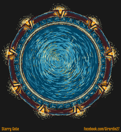 elementals-ao3: girardin27: Starry Gate - by twenty27 designVan Gogh style stargate (film/sg-1)Print