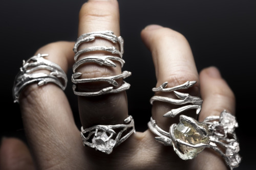 wordsnquotes:  Nature Inspired Macabre and Gothic Jewelry by Joanna Szkiela Joanna Szkiela from Redsofa creates original jewelry inspired by macabre fairytales. The delicate and feminine jewelry have a unique cryptic look, thanks to their raw finish.