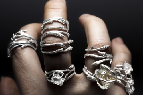 wordsnquotes:  Nature Inspired Macabre and Gothic Jewelry by Joanna Szkiela Joanna Szkiela from Redsofa creates original jewelry inspired by macabre fairytales. The delicate and feminine jewelry have a unique cryptic look, thanks to their raw finish.