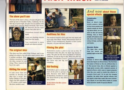 Article about The Secret World of Alex Mack in Nickelodeon Magazine 