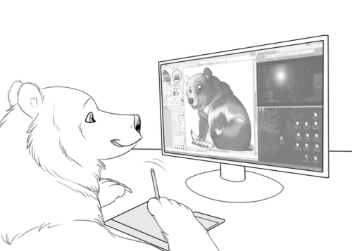 bearlyfunctioning:Comic #88:   I -always- watch netflix off to the side while working on artwork. Even without a second monitor its good at keeping me focused.However sometimes what im watching does not match what im drawing in the least. It must look