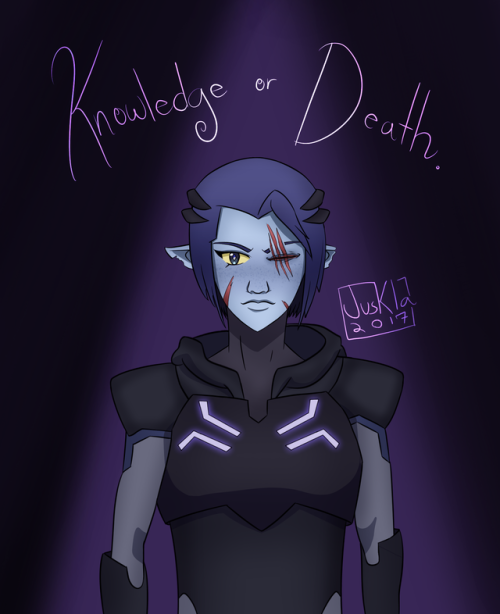 justklance:BoM!Acxa ready for battle.she was attacked and mutilated by a murderous zarkon, but she w