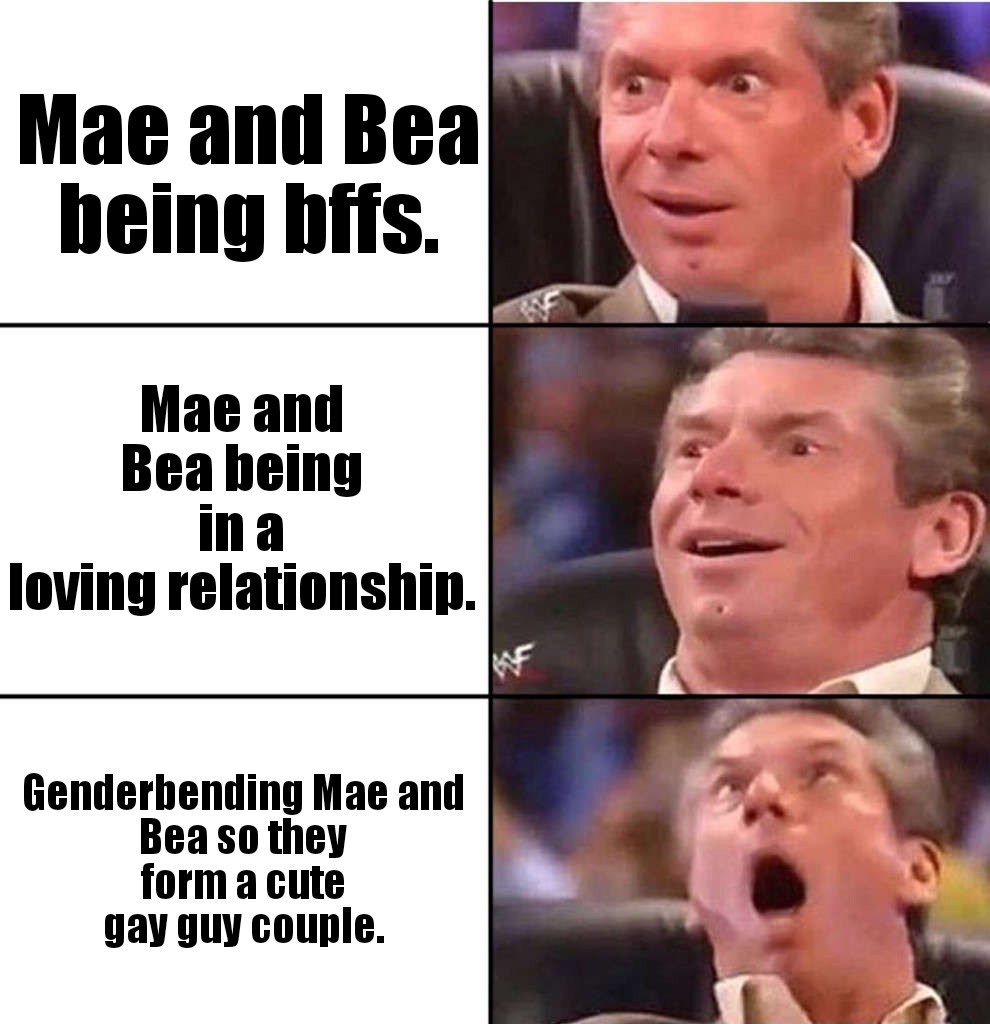 nitw-maebea-after:Can we please see more of genderbent Mae and Bea?   This is so