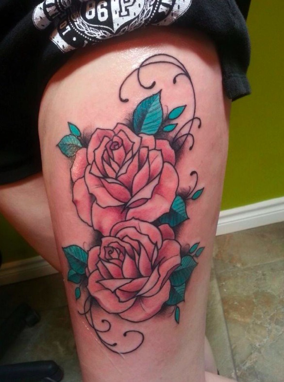 fuckyeahtattoos:  Roses off a teacup from my grandmother. Done by Evan at Time Will