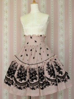 lolitastuff:  Victorian Maiden- Rose Flocky Skirt 