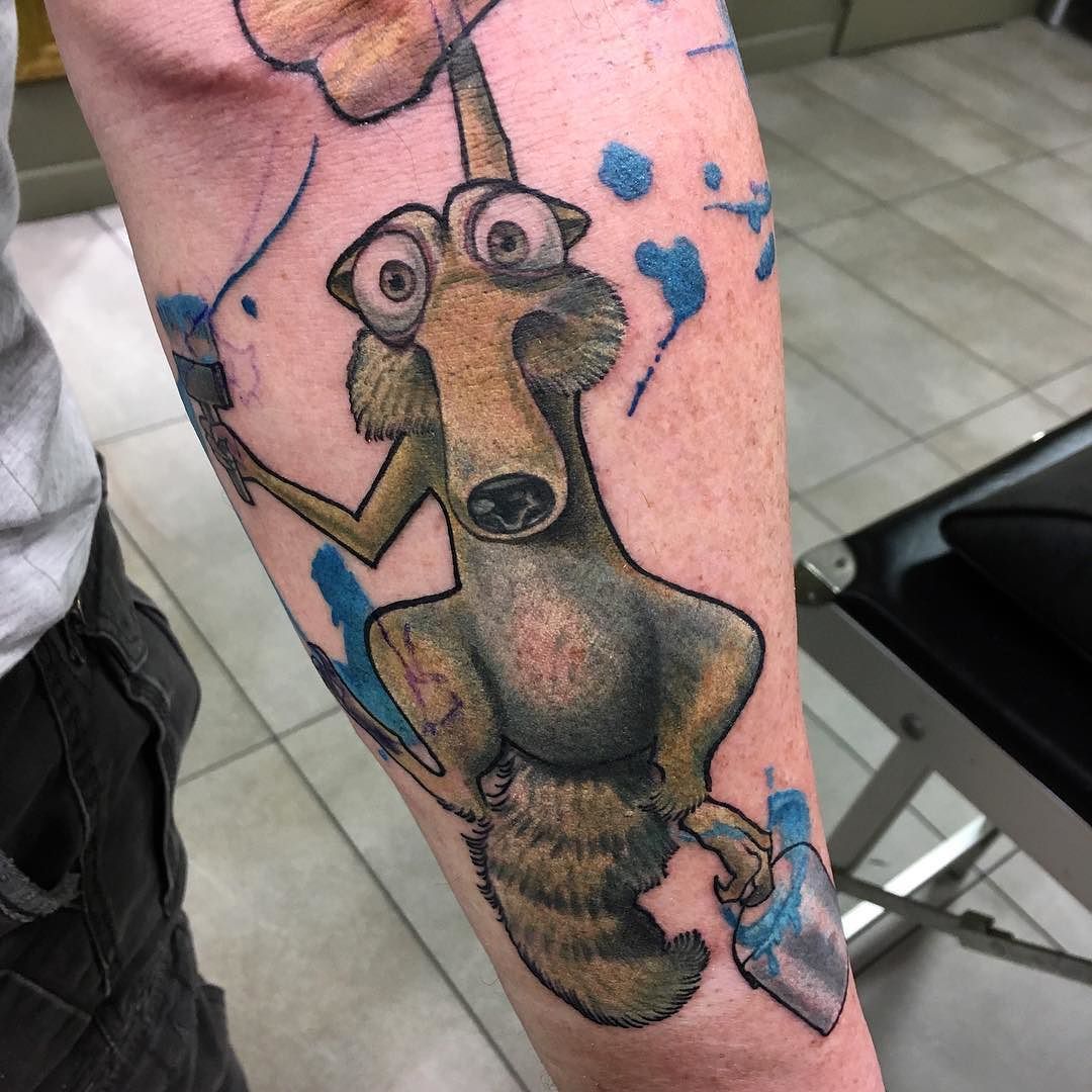 Scrat hunts a Nutdiscovers two in a bag  Funny tattoos Clever tattoos  Bad tattoos