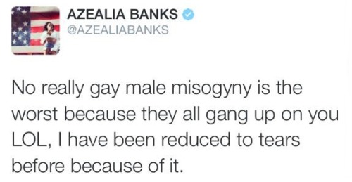 geodude:  lndieboy:  White gay media… Where? On a single TV show that literally no one watches or even cares about for that matter? And her viewpoint is based on the idea that gay mean are the most misogynistic, when in reality, gays (white and