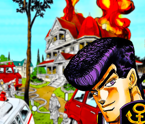 ladygolem: Hhahahahaha! Just blew upp kishibe Rohan’s house!!!!!!!!!Fuck youuuuuuuuu, ROHAN!!!