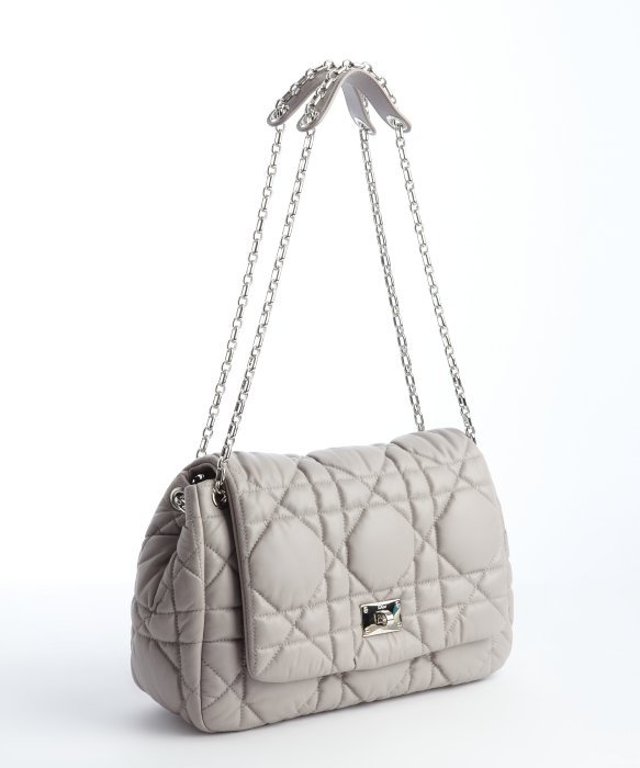 Christian Dior Grey Quilted Leather Chain Strap Shoulder Bag