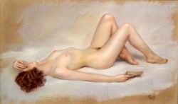 artbeautypaintings:  Reclining nude - Edmondo