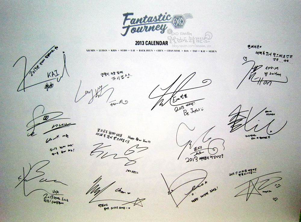 DAILYEXO — EXO Signatures - 2013 Calendar - [SCAN] Credit:...