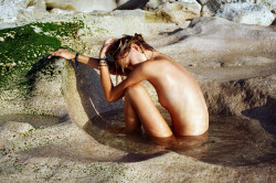 roaminglifeandlove:  Bathing in the rock pools was part of the fun of this campsite. I always waited and watched and held the towel for her to get out. 