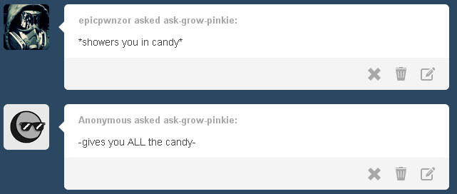 ask-grow-pinkie:  Q.사탕을 가득 준다. A. 냠냐먀냠냠냠냠냐먀냠 Q.넌