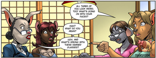 Something Strange is Happening…

I don’t know about you, but I love that “realization” moment in any transformation. This panel from “The Crass Menagerie” captures that bit just before it happens. :D  T Minus 14…  #transformation#animal transformation#dog girl#elephant girl#mouse girl#bunny girl#anthro#anthro transformation#furry